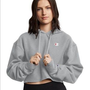 Champion hoodie crop sweater grey